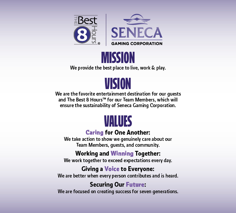 Seneca Gaming Corporation Mission, Vision and Values